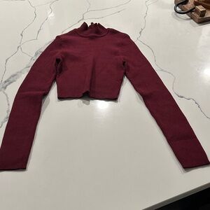 H&M Maroon Long Sleeve Crop Top